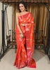 Banarasi Vastra Semi Katan Silk Woven Saree Golden Zari Buta Floral Border Orang