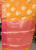 Banarasi Vastra Semi Katan Silk Woven SarI Golden Zari Buta Floral Border Yellow