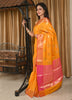 Banarasi Vastra Semi Katan Silk Woven SarI Golden Zari Buta Floral Border Yellow