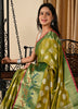 Banarasi Vastra Semi Katan Silk Saree Silver Buta Broad Paithani Border Green
