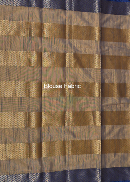 Banarasi Vastra Silky Lenin Saree With Zari Woven Floral Motifs Border Peach