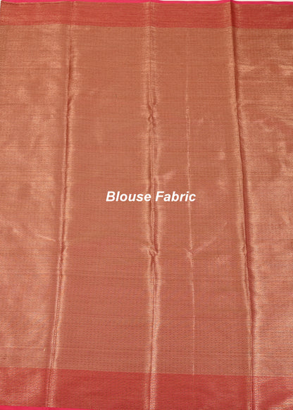 Banarasi Vastra Tissue Silk Zari & Resham Woven Floral Zari Zaal Saree in Amber