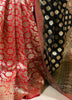 Banarasi Silk Heavy Handloom Saree With Zari Motifs, Rich Pallu & Broad Border Black