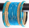Costume Matching 40 Pc Indian Metal Bangles Bracelet Set in Size 2.8 Turquoise Blue