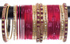 Costume Matching 40 Pc Indian Metal Bangles Bracelet Set in Size 2.8 Hot Pink / Rani
