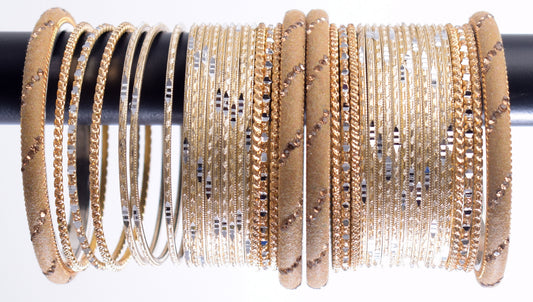 Costume Matching 40 Pc Indian Metal Bangles Bracelet Set in Size 2.8 Light Brown