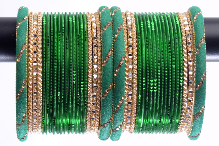 Costume Matching 40 Pc Indian Metal Bangles Bracelet Set in Size 2.8 Green