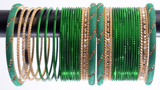 Costume Matching 40 Pc Indian Metal Bangles Bracelet Set in Size 2.8 Green