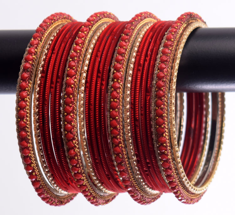 Costume Matching 24 Pc Indian Metal Bangles Bracelet Set in Size 2.8 D –  Banarasi Vastra