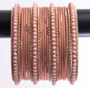 Costume Matching 24 Pc Indian Metal Bangles Bracelet Set in Size 2.8 Light Pink / Peach
