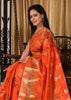 Banarasi Vastra Chanderi Silk Floral Meena Buta Saree Zari Woven Skirt Border