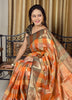 Banarasi Vastra Chanderi Silk Gharchola Pattern Zari Woven Saree Orange Saree