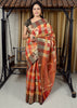 Banarasi Vastra Chanderi Silk Gharchola Pattern Zari Woven Saree Rusty Red Saree