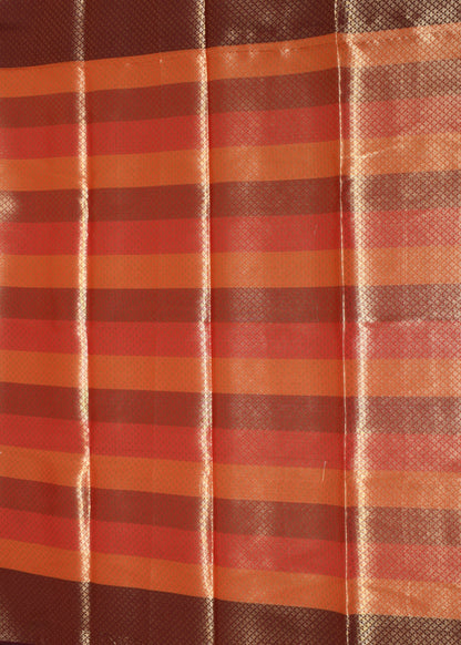 Banarasi Vastra Chanderi Silk Gharchola Pattern Zari Woven Saree Rusty Red Saree