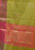 Banarasi Vastra Silky Lenin Saree With Zari Woven Floral Motifs Border Green
