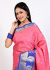 Banarasi Vastra Kora Silk Resham Tanchoi Saree with Zari Woven Skirt Border Pink