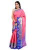 Banarasi Vastra Kora Silk Resham Tanchoi Saree & Zari Woven Skirt Border Pink