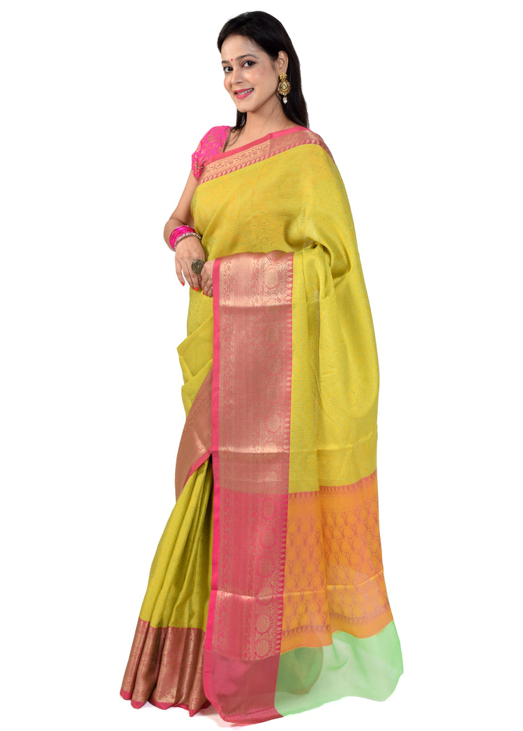 Banarasi Vastra Kora Silk Resham Tanchoi Saree with Zari Woven Skirt Border