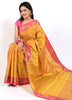 Banarasi Vastra Resham Woven Floral Pattern Silk Saree with Magenta Zari Border