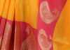 Banarasi Vastra Kora Silk Tanchoi Saree Zari & Resham Woven Skirt Border Yellow