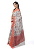 Banarasi Vastra Tissue Silk Baswada Saree with Copper Zari Woven Silver Gray