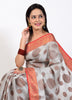 Banarasi Vastra Tissue Silk Baswada Saree with Copper Zari Woven Silver Gray