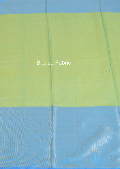 Banarasi Vastra Kora Silk Tanchoi Saree Zari & Resham Woven Skirt Border Green