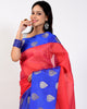 Banarasi Vastra Kora Silk Tanchoi Saree Zari & Resham Woven Skirt Border Pink
