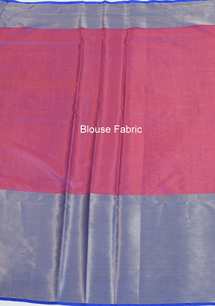Banarasi Vastra Kora Silk Tanchoi Saree Zari & Resham Woven Skirt Border Pink