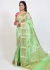 Banarasi Vastra Pure Banarasi Handloom Dupion Silk Zari Woven Saree Green
