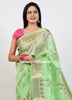Banarasi Vastra Pure Banarasi Handloom Dupion Silk Zari Woven Saree Green