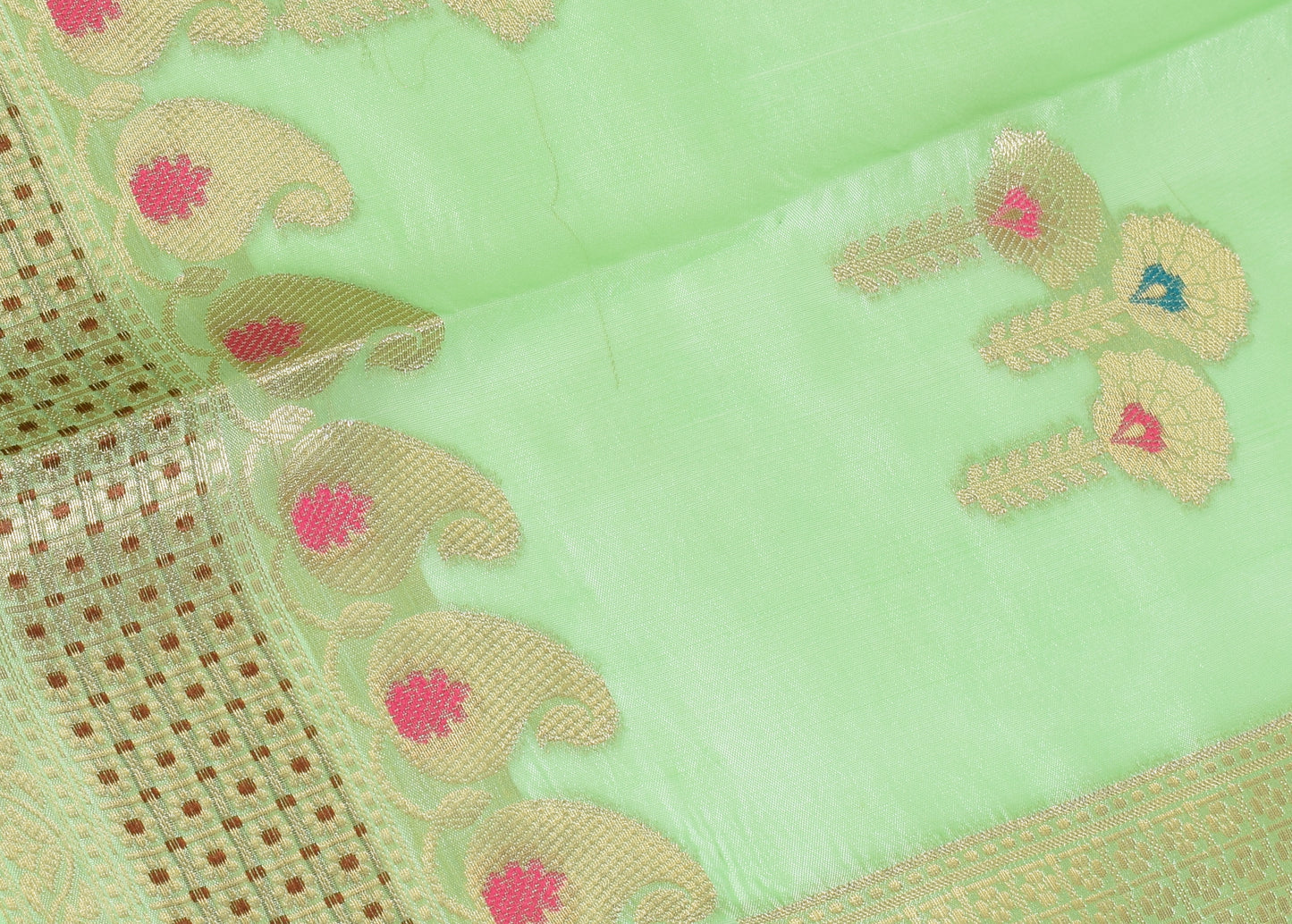 Banarasi Vastra Pure Banarasi Handloom Dupion Silk Zari Woven Saree Green