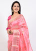 Banarasi Vastra Pure Banarasi Handloom Dupion Silk Zari Woven Saree Peach