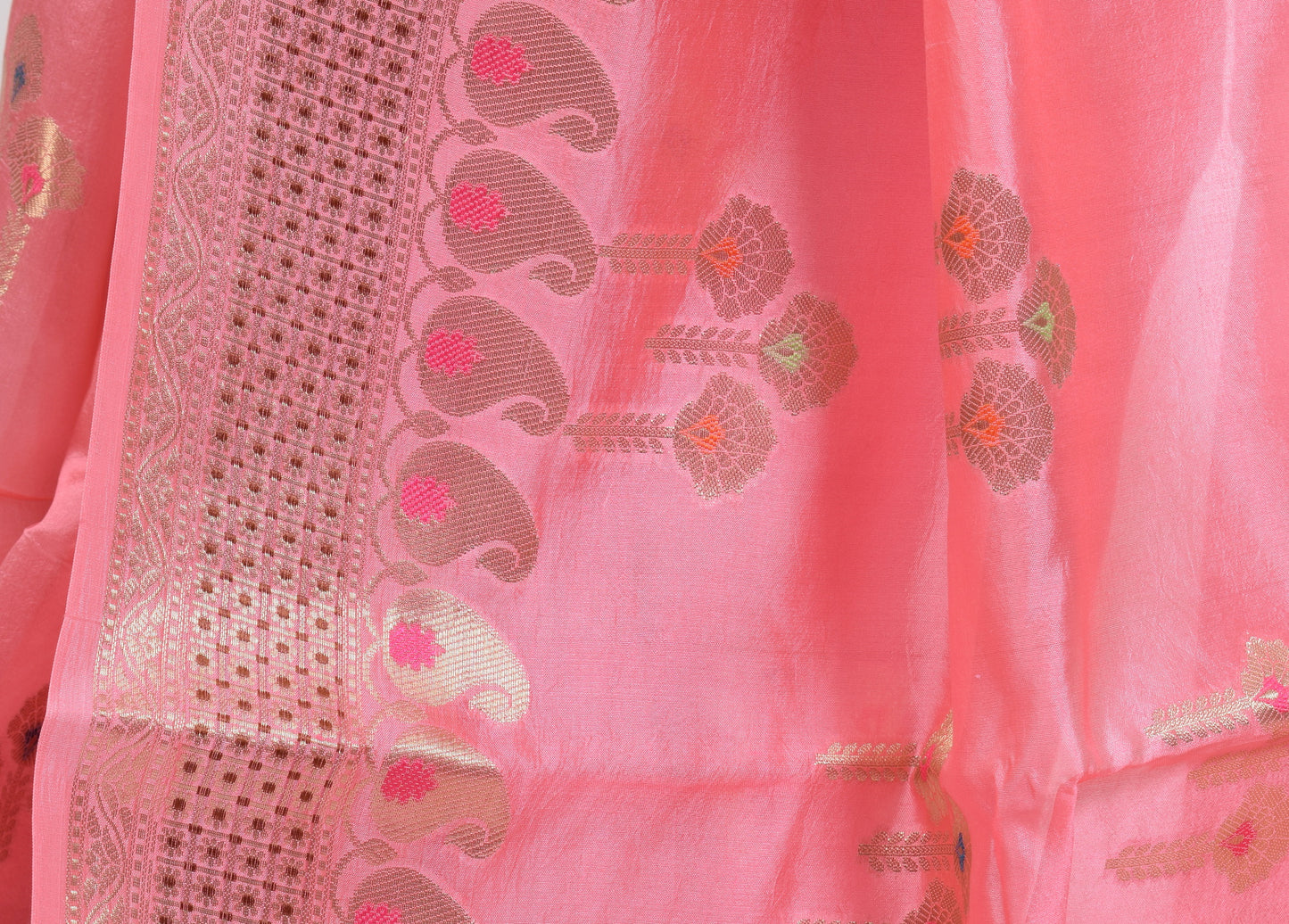 Banarasi Vastra Pure Banarasi Handloom Dupion Silk Zari Woven Saree Peach