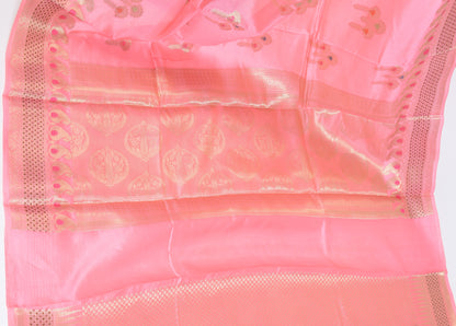 Banarasi Vastra Pure Banarasi Handloom Dupion Silk Zari Woven Saree Peach