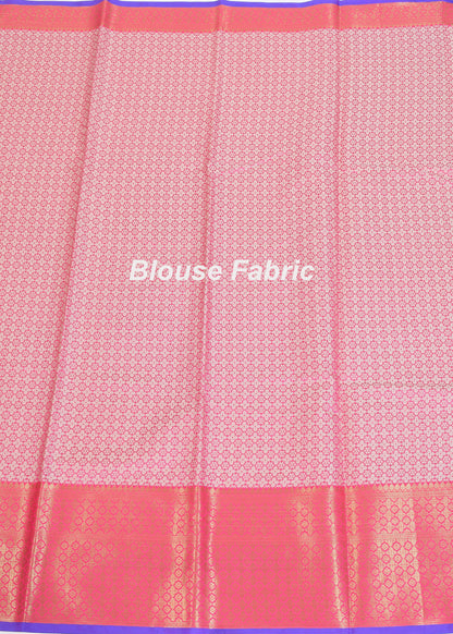 Banarasi Vastra Cotton Soft Saree With Large Leaf Buta & Floral Zari Border Blue