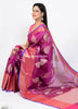 Banarasi Vastra Cotton Soft Saree With Large Leafs Buta & Floral Zari Border