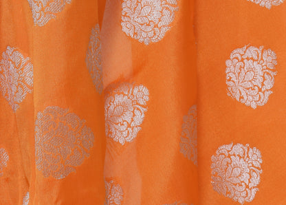 Banarasi Vastra Semi Katan Silk Woven Saree Silver Zari Buta Paisley Border
