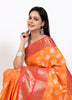 Banarasi Vastra Semi Katan Silk Woven Saree Silver Zari Buta Paisley Border