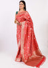 100% Pure Katan Silk Banarasi Handloom Woven Floral Zari Zaal Saree Sari Red