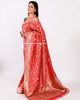 100% Pure Katan Silk Banarasi Handloom Woven Floral Zari Zaal Saree Sari Red