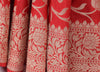 100% Pure Katan Silk Banarasi Handloom Woven Floral Zari Zaal Saree Sari Red