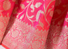 100% Pure Katan Silk Banarasi Handloom Multi Shades Pink Zari Zaal Woven Saree
