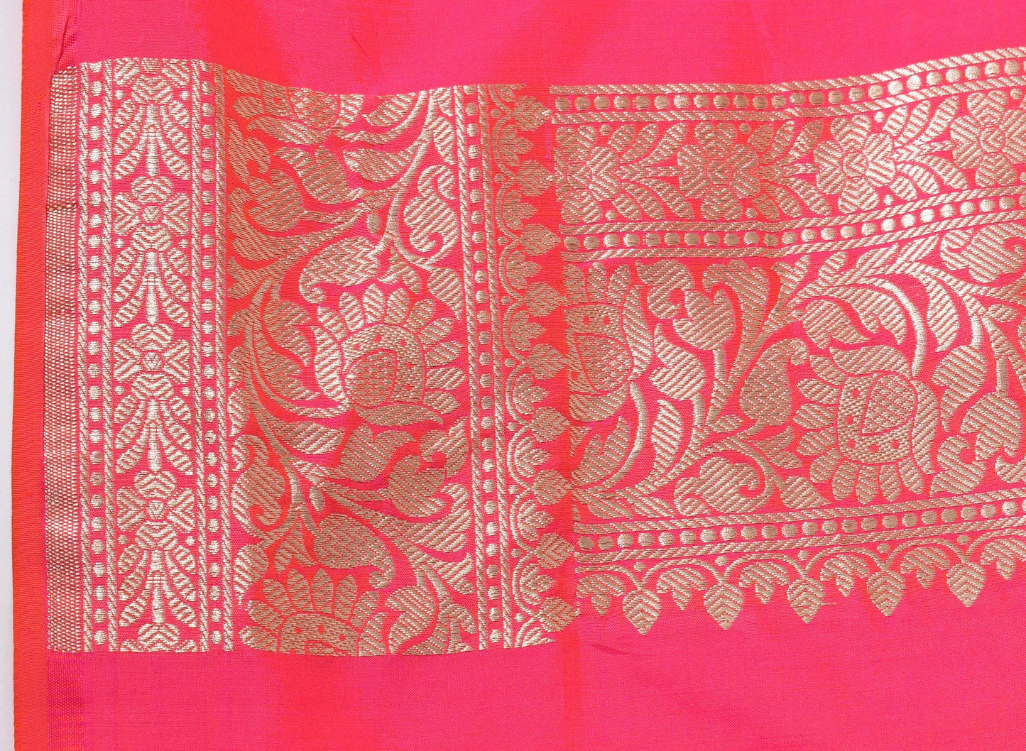 100% Pure Katan Silk Banarasi Handloom Multi Shades Pink Zari Zaal Woven Saree