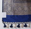 100% Pure Katan Silk Banarasi Handloom Blue Zari Woven Saree Sari Fabric