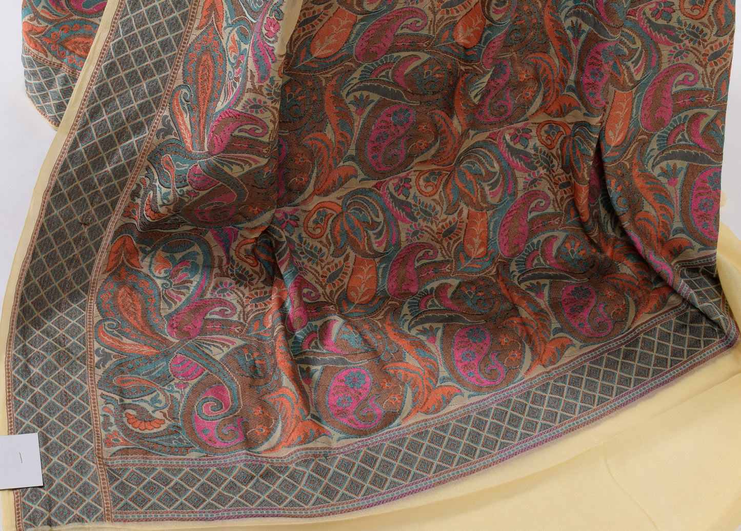 Cream Pure Khaddi Chiffon Silk Banarasi Handloom Woven Paisley Motifs Saree