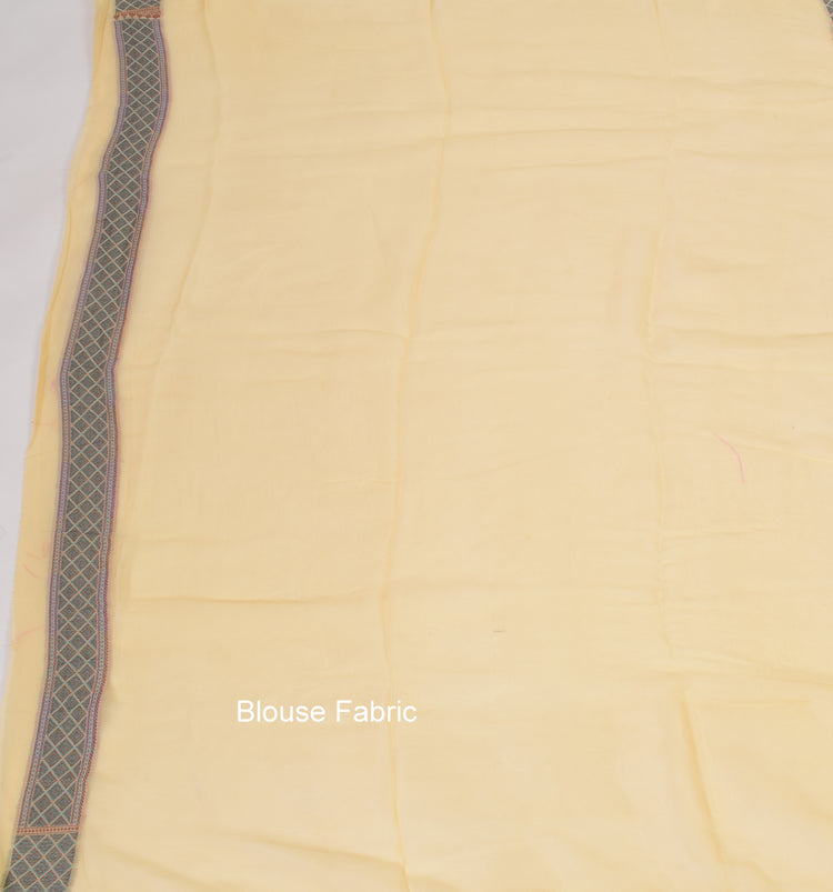 Cream Pure Khaddi Chiffon Silk Banarasi Handloom Woven Paisley Motifs Saree