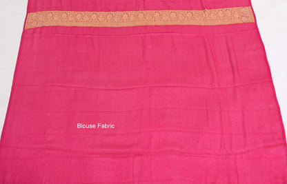 Gray & Magenta Pure Khaddi Chiffon Silk Banarasi Handloom Premium Saree Fabric