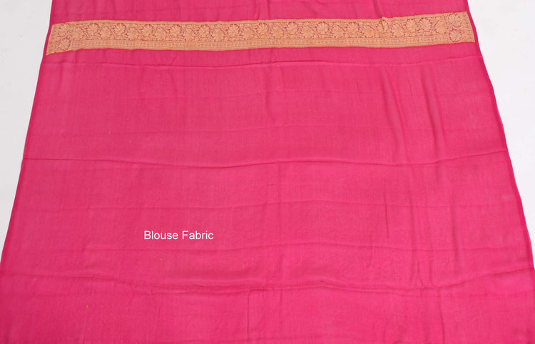 Gray & Magenta Pure Khaddi Chiffon Silk Banarasi Handloom Premium Saree Fabric