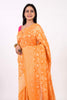 Orange Pure Khaddi Georgette Silk Banarasi Handloom Woven Zari Zaal Saree Fabric